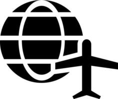 International airline service icon in Black and White color. vector