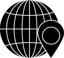 plano estilo geolocalización icono en negro y blanco color. vector