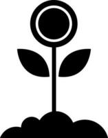 Black and White illustration of financial growth plant icon. vector