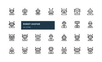 Robot humanoid avatar user Profile picture for science fiction or futuristic artificial intelligent bot detailed outline line icon set vector