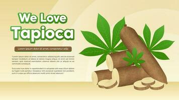 Cassava tree plant, we love tapioca, manioc cassava roots underground plants, cassava plantation, Vector