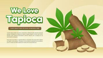 Cassava tree plant, we love tapioca, manioc cassava roots underground plants, cassava plantation, Vector