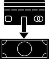 glifo icono o símbolo de dinero transacción. vector