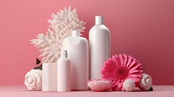 Pink cosmetic background. Illustration photo