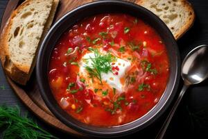 Traditional ukrainian Russian borscht Illustration photo