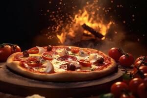 Hot delicious pizza. Illustration photo