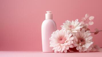 Pink cosmetic background. Illustration photo