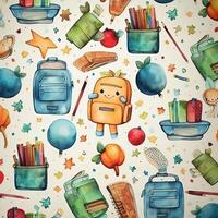 Back to school watercolor background. Illustration photo