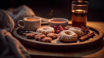 Cup of coffee and donuts. Illustration photo