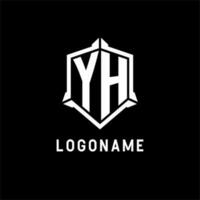 yh logo inicial con proteger forma diseño estilo vector