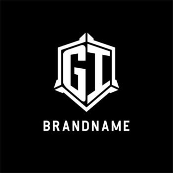 GI logo initial with shield shape design style vector
