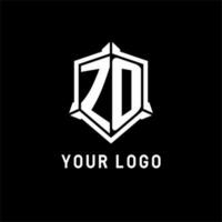 zo logo inicial con proteger forma diseño estilo vector