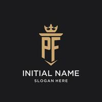 PF monogram with medieval style, luxury and elegant initial logo design vector