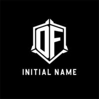 OF logo initial with shield shape design style vector