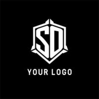 SO logo initial with shield shape design style vector