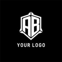 ab logo inicial con proteger forma diseño estilo vector