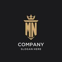 MN monogram with medieval style, luxury and elegant initial logo design vector