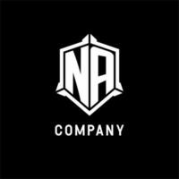 NA logo initial with shield shape design style vector