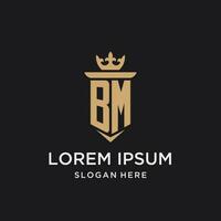 BM monogram with medieval style, luxury and elegant initial logo design vector