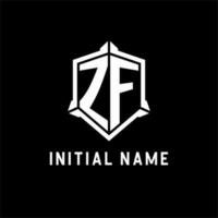 zf logo inicial con proteger forma diseño estilo vector