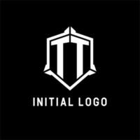 TT logo initial with shield shape design style vector