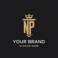 NP monogram with medieval style, luxury and elegant initial logo design vector