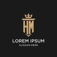 HM monogram with medieval style, luxury and elegant initial logo design vector