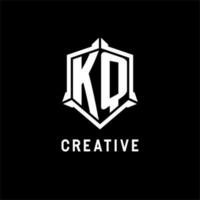 kq logo inicial con proteger forma diseño estilo vector