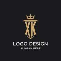 XK monogram with medieval style, luxury and elegant initial logo design vector