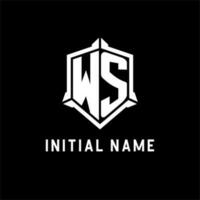 ws logo inicial con proteger forma diseño estilo vector