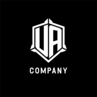 ua logo inicial con proteger forma diseño estilo vector