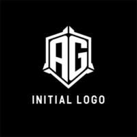 AG logo initial with shield shape design style vector