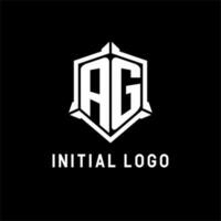 ag logo inicial con proteger forma diseño estilo vector