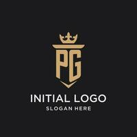 pg monograma con medieval estilo, lujo y elegante inicial logo diseño vector