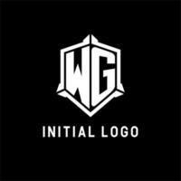 WG logo initial with shield shape design style vector