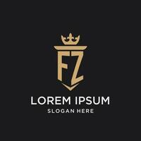 FZ monogram with medieval style, luxury and elegant initial logo design vector