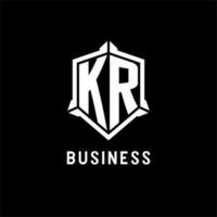 KR logo initial with shield shape design style vector