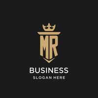 MR monogram with medieval style, luxury and elegant initial logo design vector