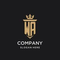 WA monogram with medieval style, luxury and elegant initial logo design vector