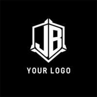 jb logo inicial con proteger forma diseño estilo vector