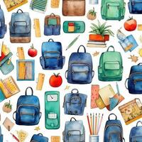 Back to school watercolor background. Illustration photo