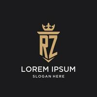 RZ monogram with medieval style, luxury and elegant initial logo design vector