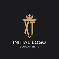 XT monogram with medieval style, luxury and elegant initial logo design vector