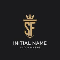 SF monogram with medieval style, luxury and elegant initial logo design vector
