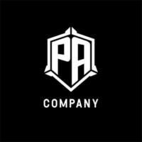 PA logo initial with shield shape design style vector