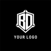 bo logo inicial con proteger forma diseño estilo vector