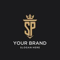 SP monogram with medieval style, luxury and elegant initial logo design vector
