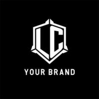 lc logo inicial con proteger forma diseño estilo vector