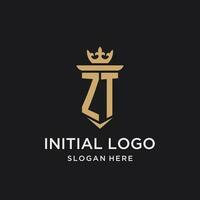 ZT monogram with medieval style, luxury and elegant initial logo design vector