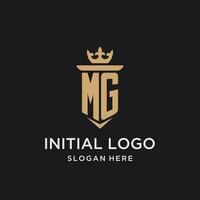 MG monogram with medieval style, luxury and elegant initial logo design vector